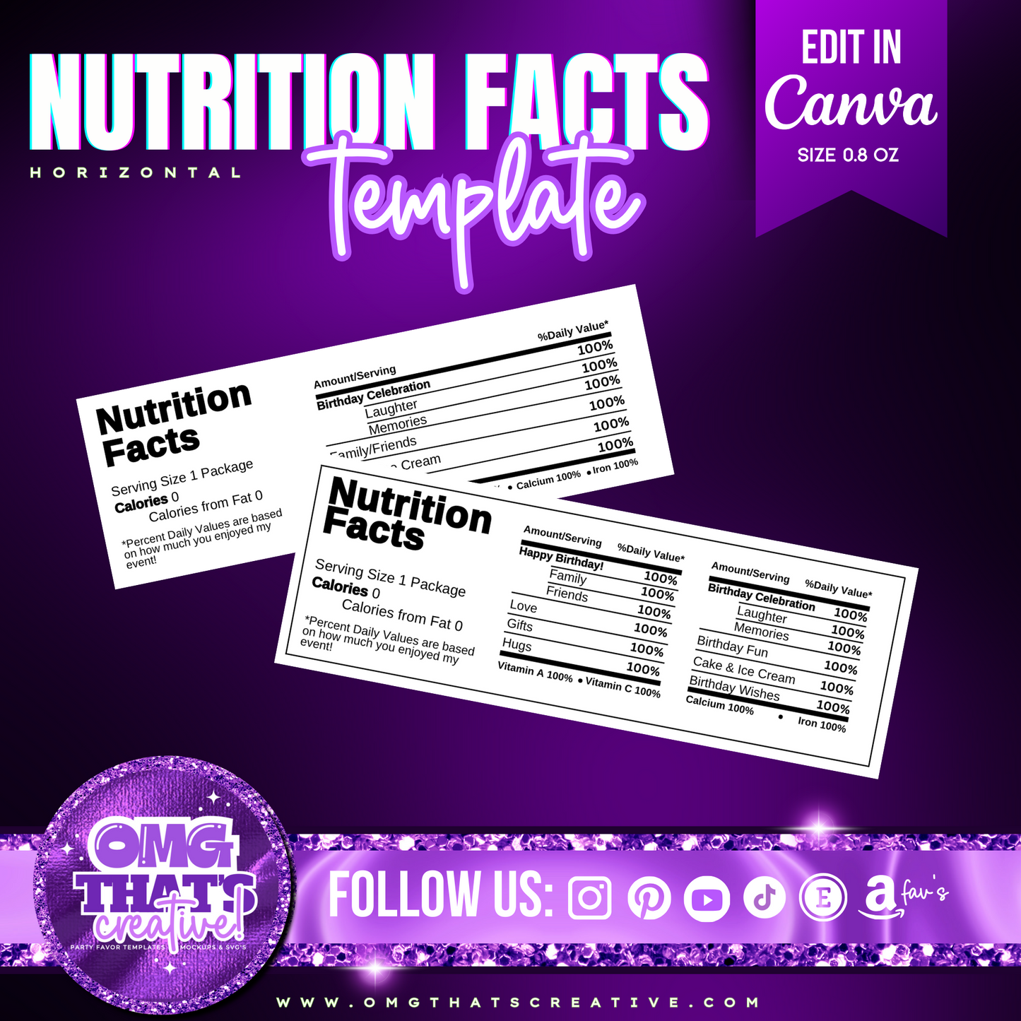 Nutrition Facts Template (horizontal)