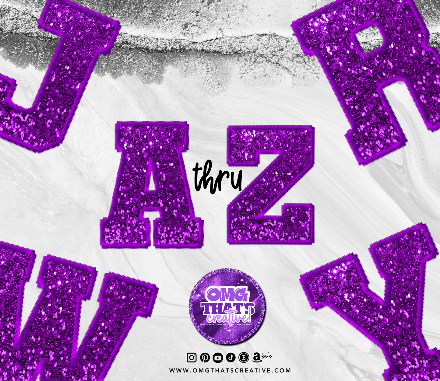 Purple Glitter Alphabet Font