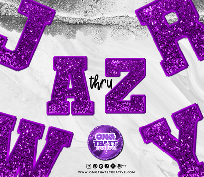 Purple Glitter Alphabet Font