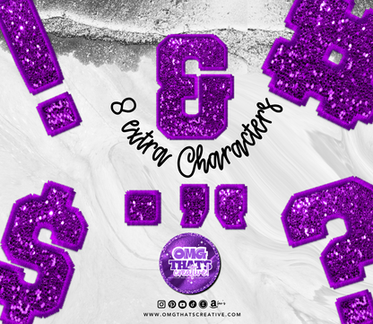 Purple Glitter Alphabet Font