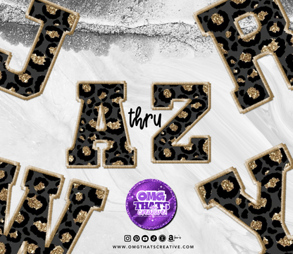 Leopard Glitter Alphabet Sports Font