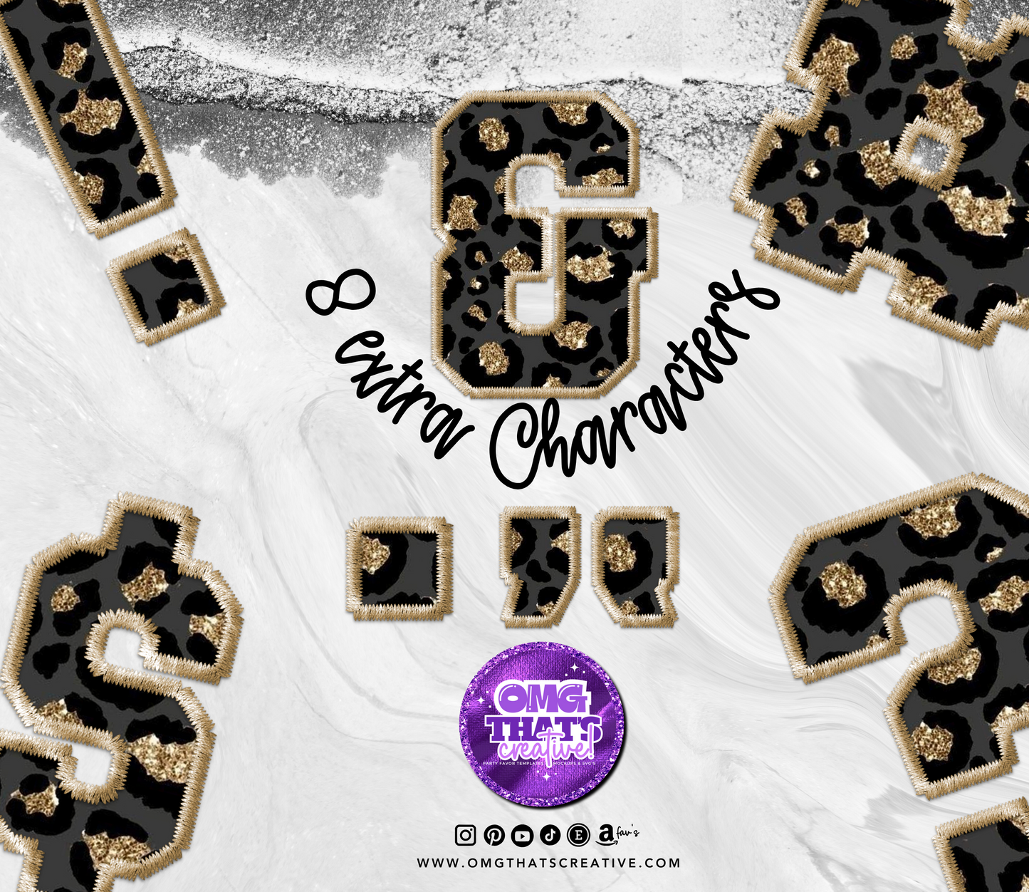 Leopard Glitter Alphabet Sports Font