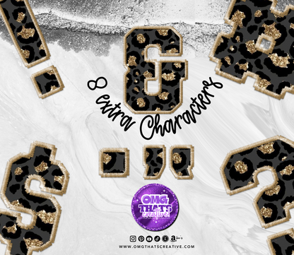 Leopard Glitter Alphabet Sports Font