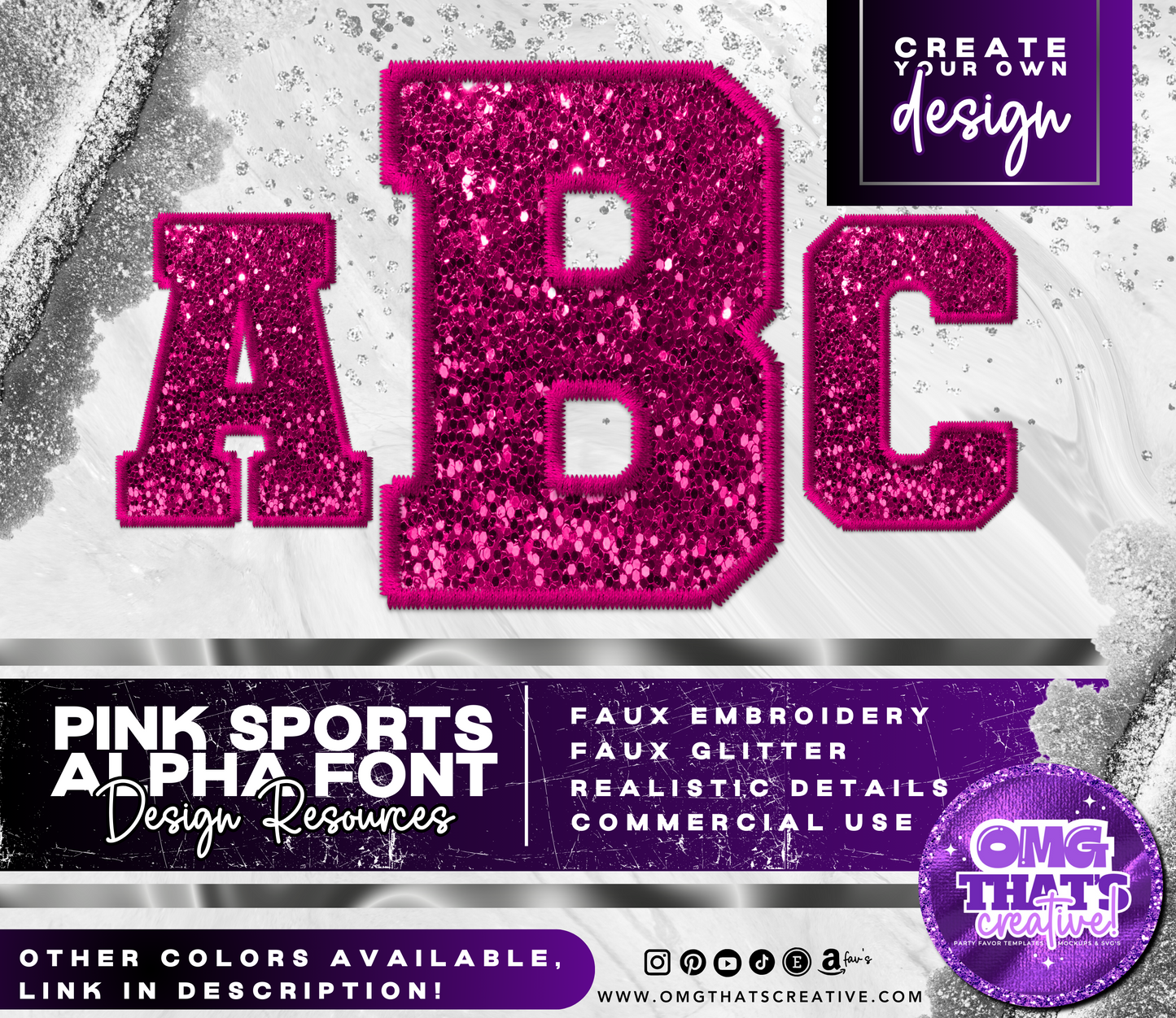 Pink Glitter Sports Alphabet Font