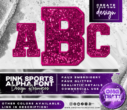 Pink Glitter Sports Alphabet Font