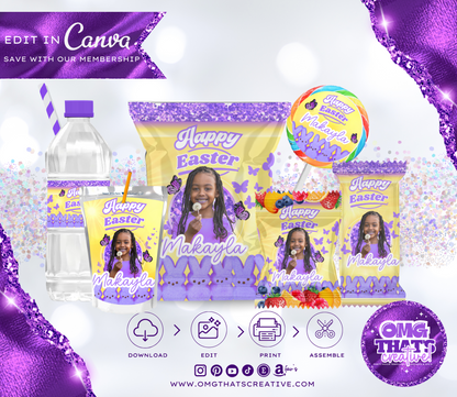 Easter Party Favor Bundle (Purple Girl Peeps Marshmallow)