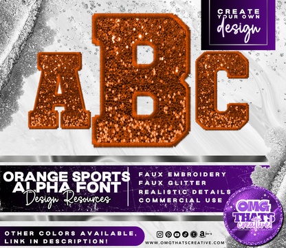Orange Glitter Alphabet Font