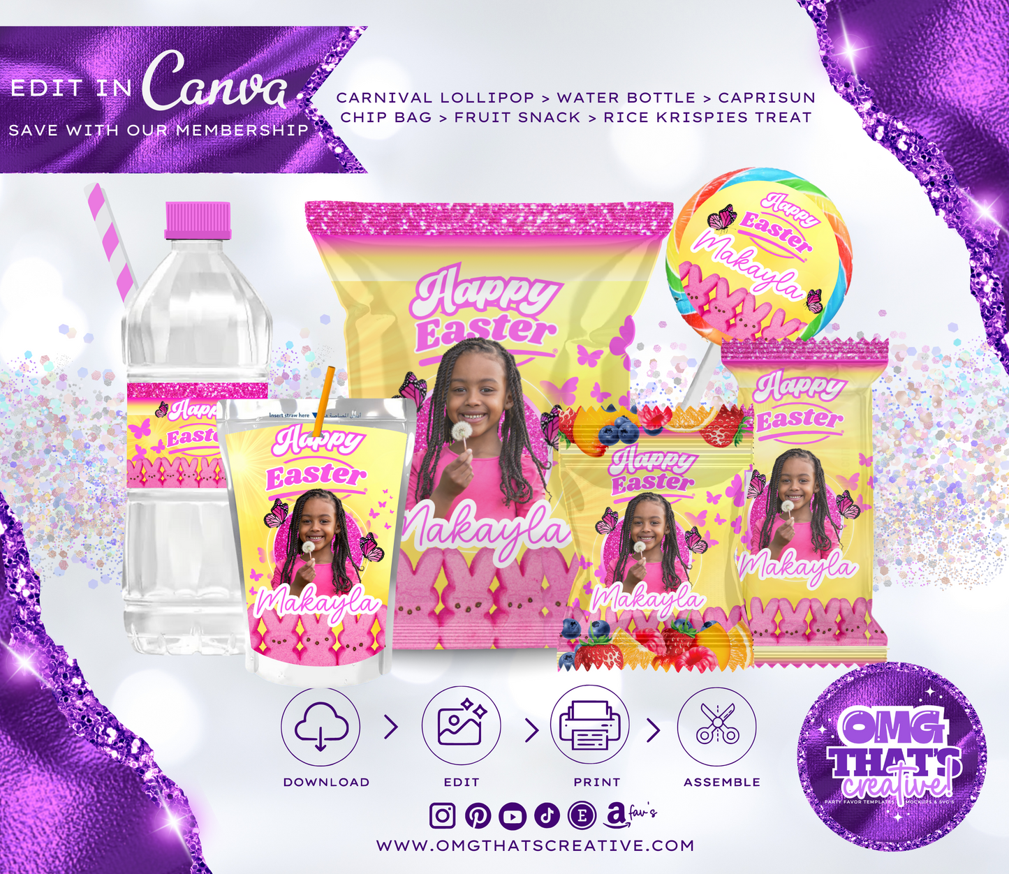 Easter Party Favor Bundle (Pink Girl Peeps Marshmallow)