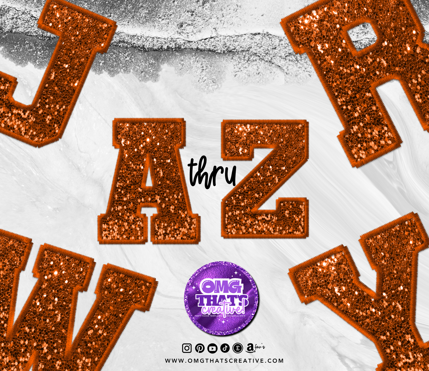 Orange Glitter Alphabet Font
