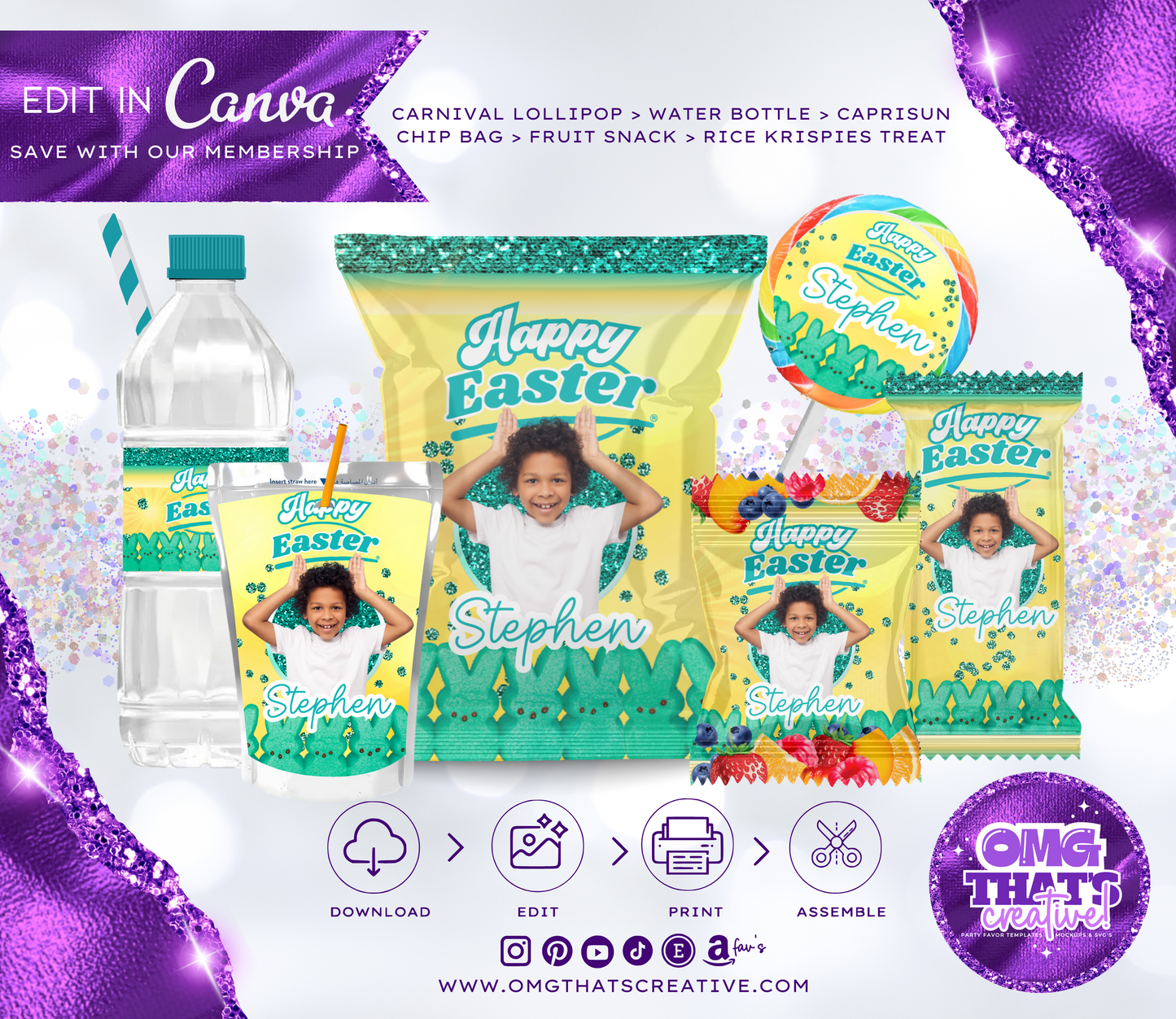 Easter Party Favor Bundle (Green Boy Peeps Marshmallow)