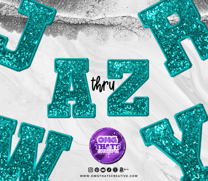 Teal Glitter Alphabet Font