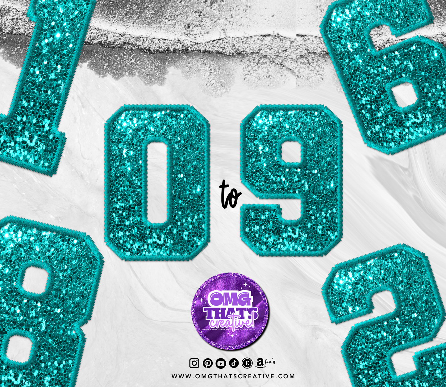 Teal Glitter Alphabet Font