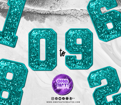 Teal Glitter Alphabet Font