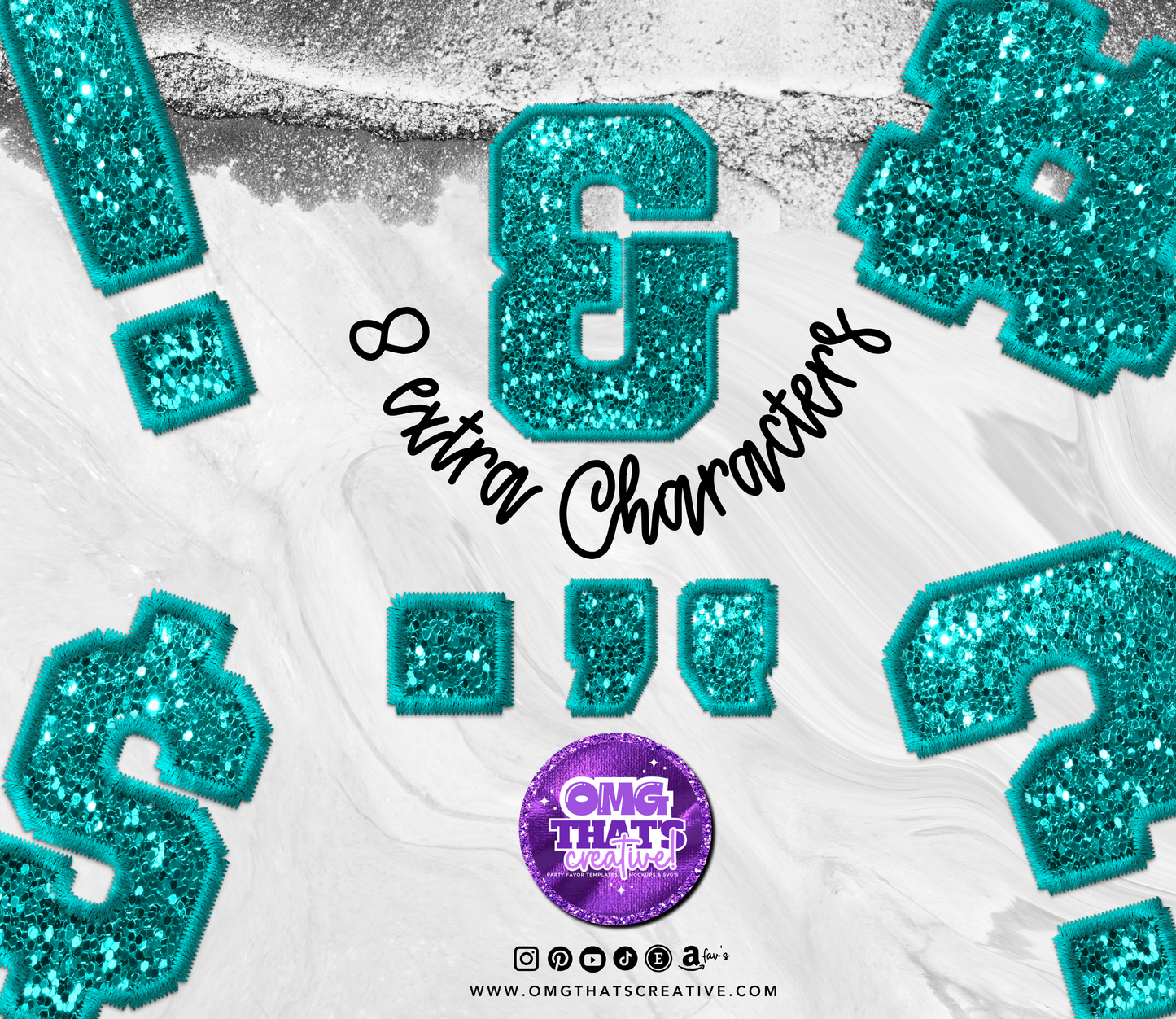 Teal Glitter Alphabet Font
