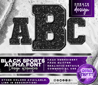 Black Glitter Alphabet Font