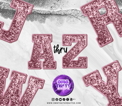 Rose Gold Glitter Alphabet Sports Font