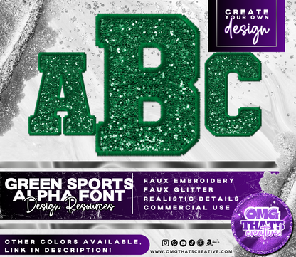Green Glitter Alphabet Font