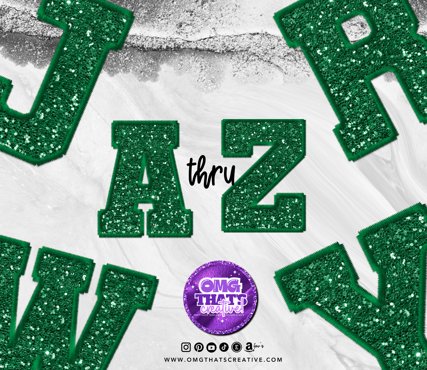 Green Glitter Alphabet Font