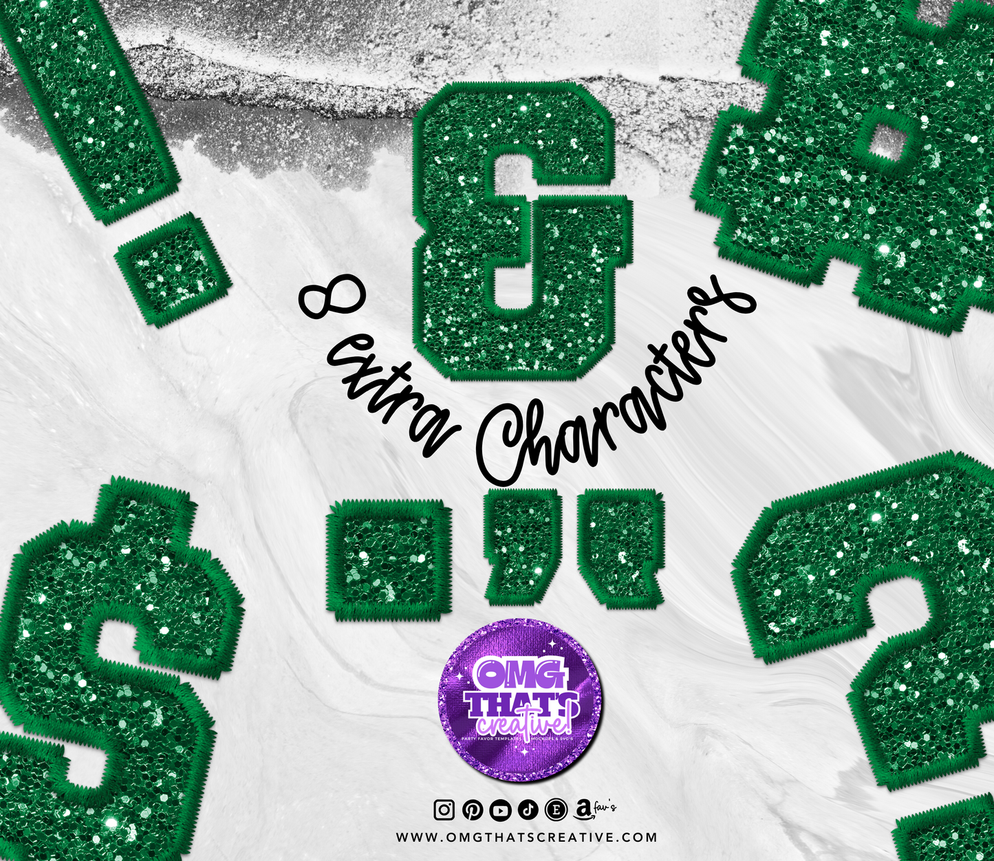 Green Glitter Alphabet Font