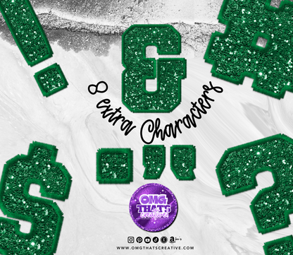 Green Glitter Alphabet Font