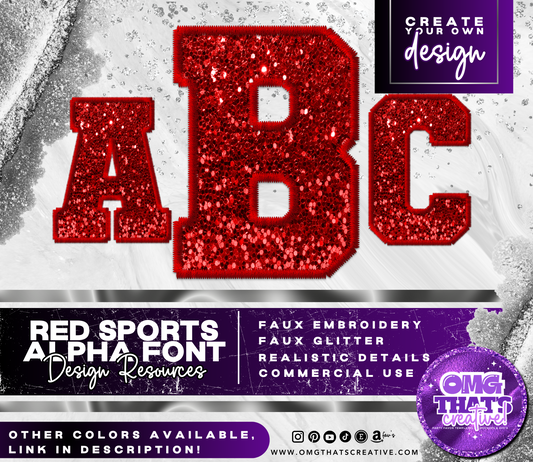 Red Glitter Alphabet Font