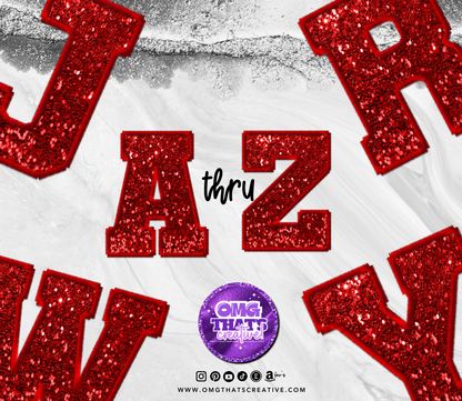 Red Glitter Alphabet Font