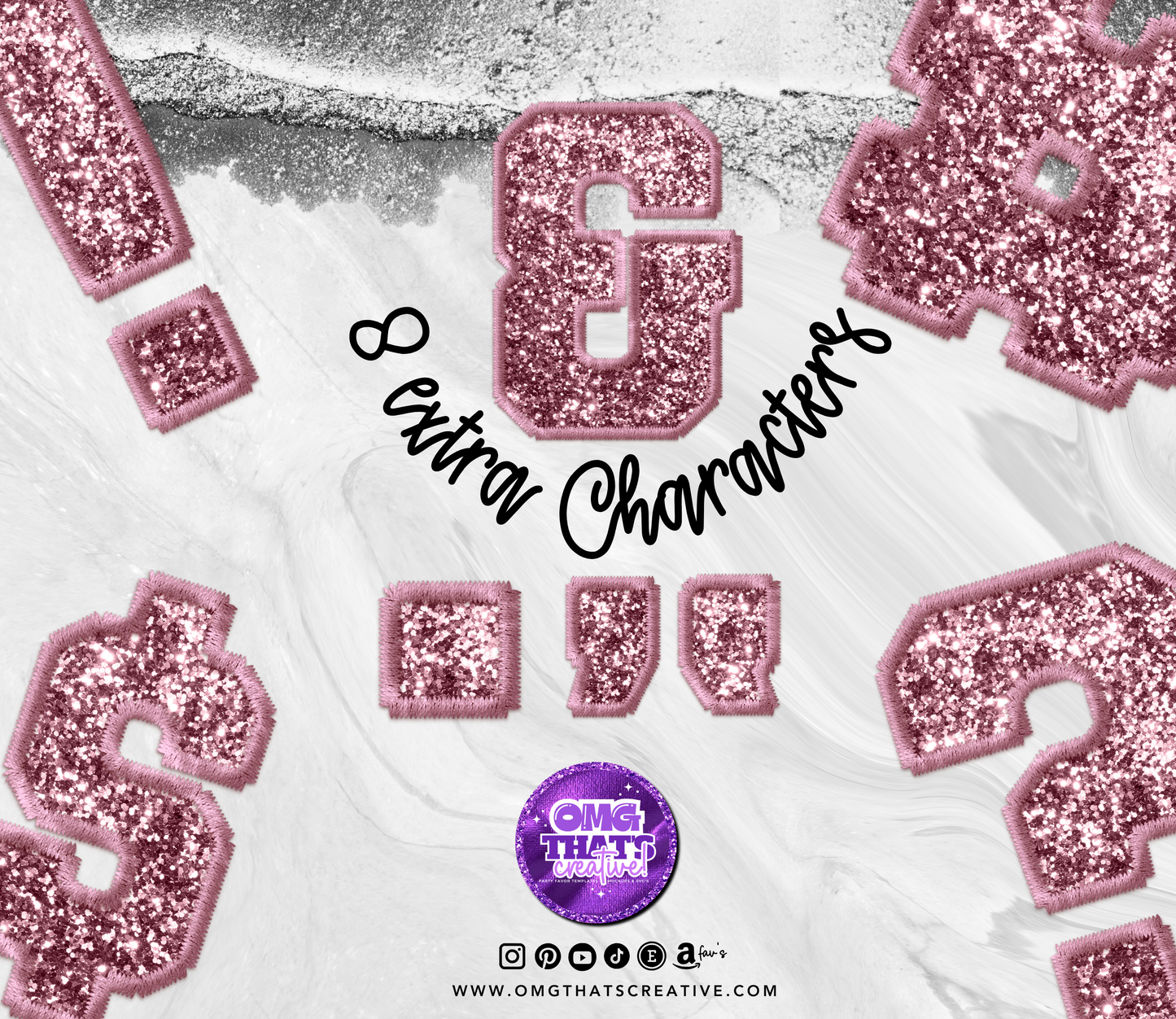 Rose Gold Glitter Alphabet Sports Font