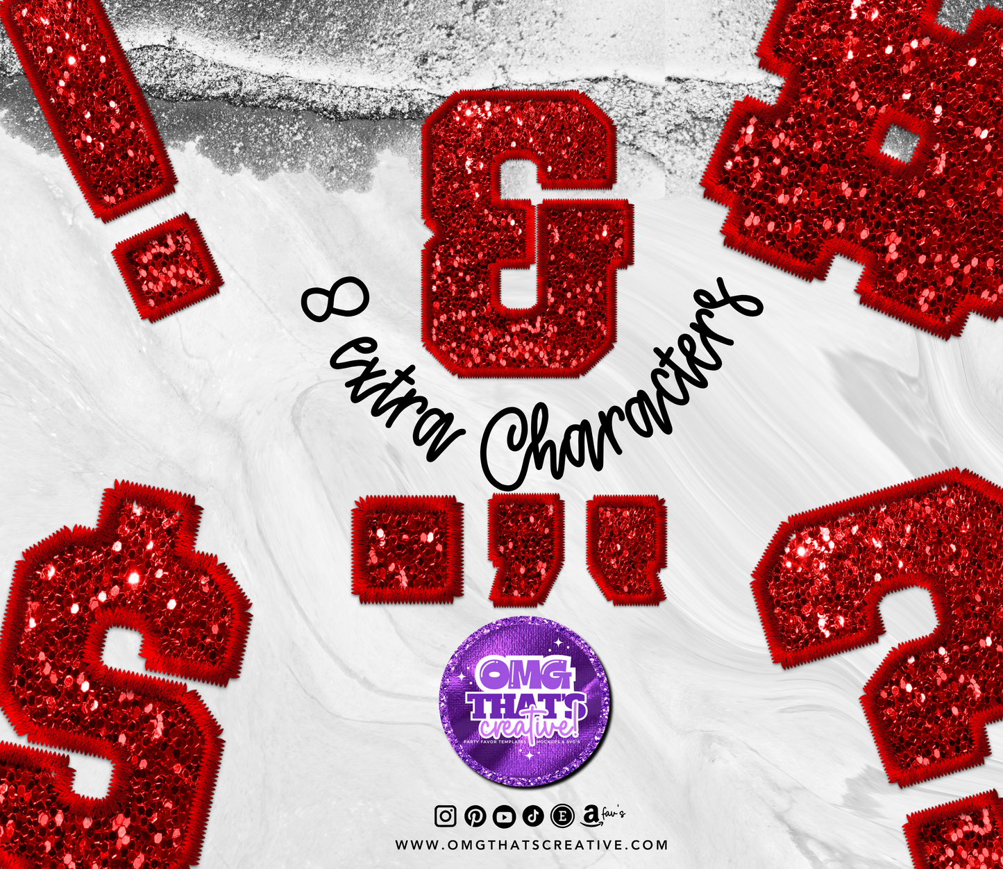 Red Glitter Alphabet Font