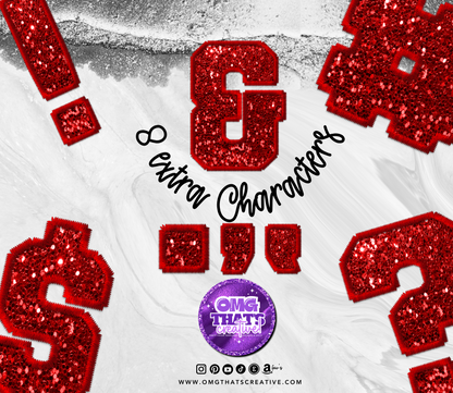 Red Glitter Alphabet Font