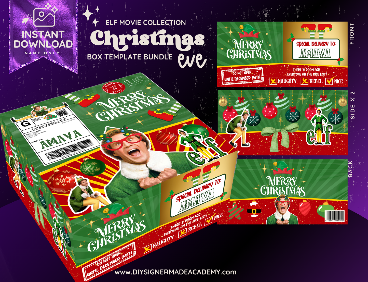 Elf Movie Box Christmas Templates