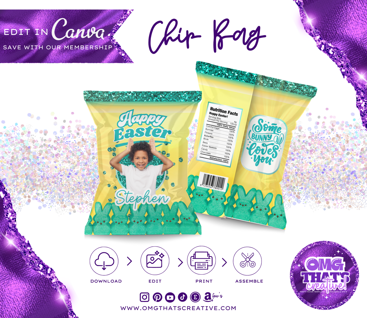 Easter Party Favor Bundle (Green Boy Peeps Marshmallow)