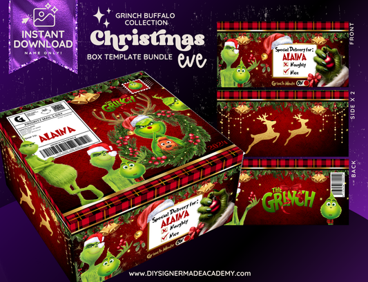 Grinch Buffalo Box Christmas Templates
