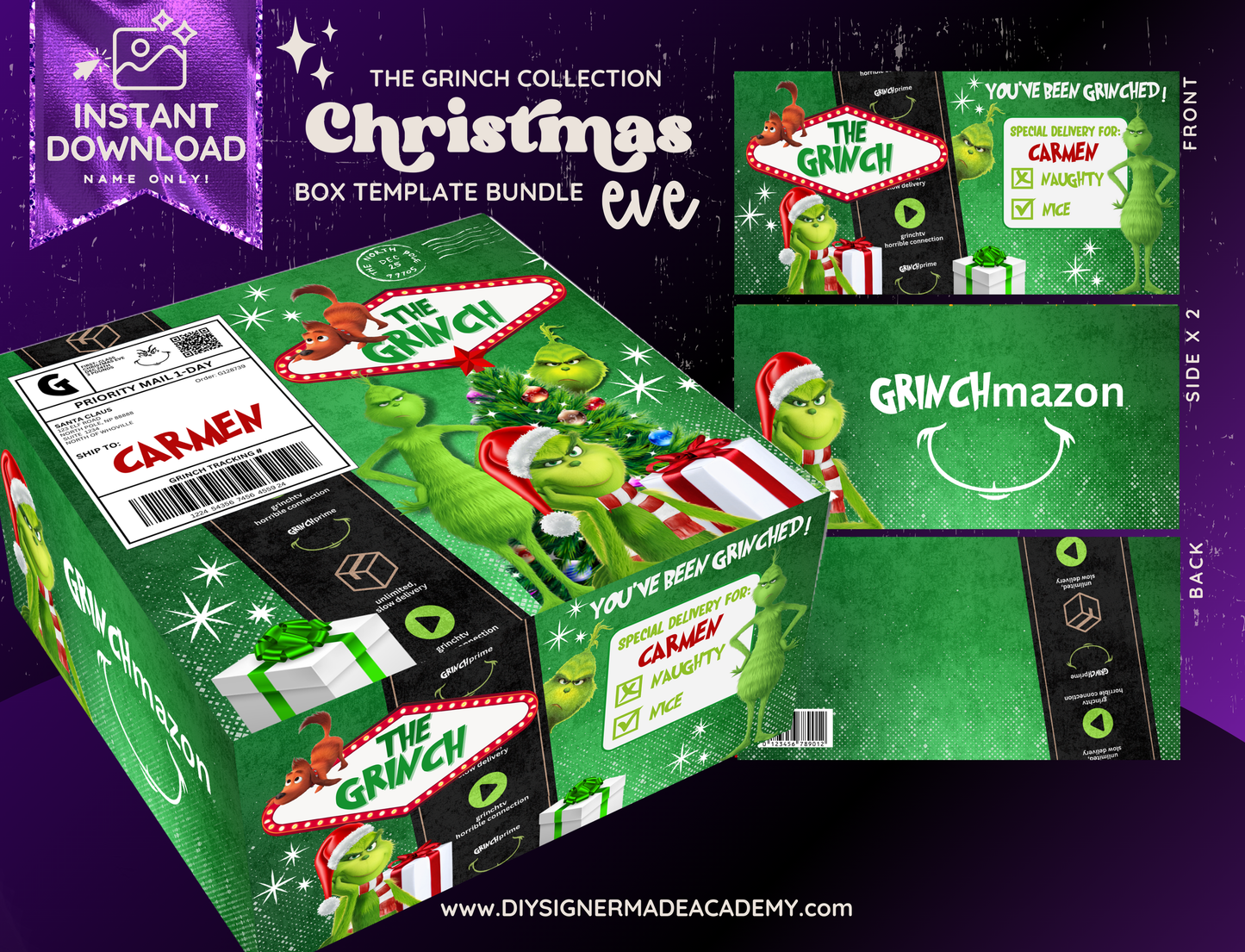 Grinch Green Box Christmas Templates