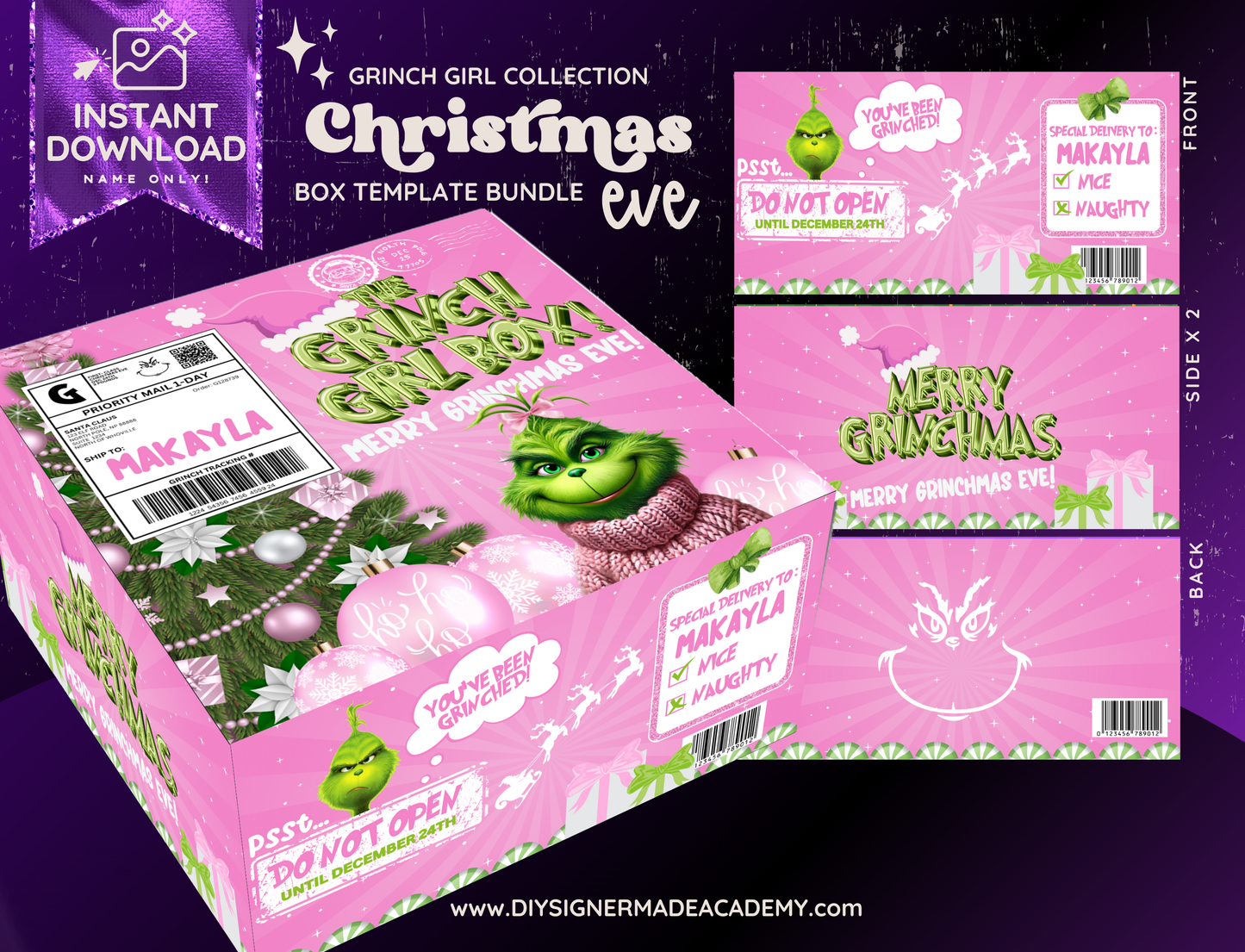 The Grinch Girl Box Christmas Templates