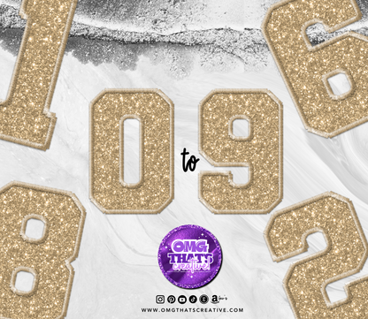 Light Gold Glitter Alphabet Sports Font