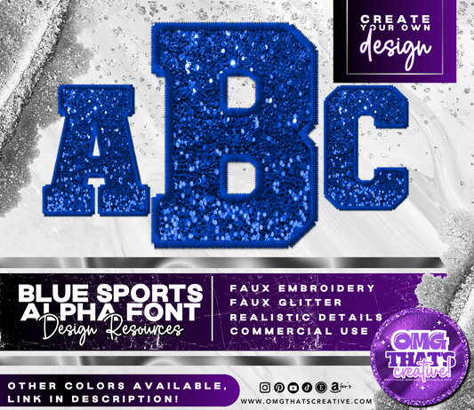 Blue Glitter Alphabet Sports Font