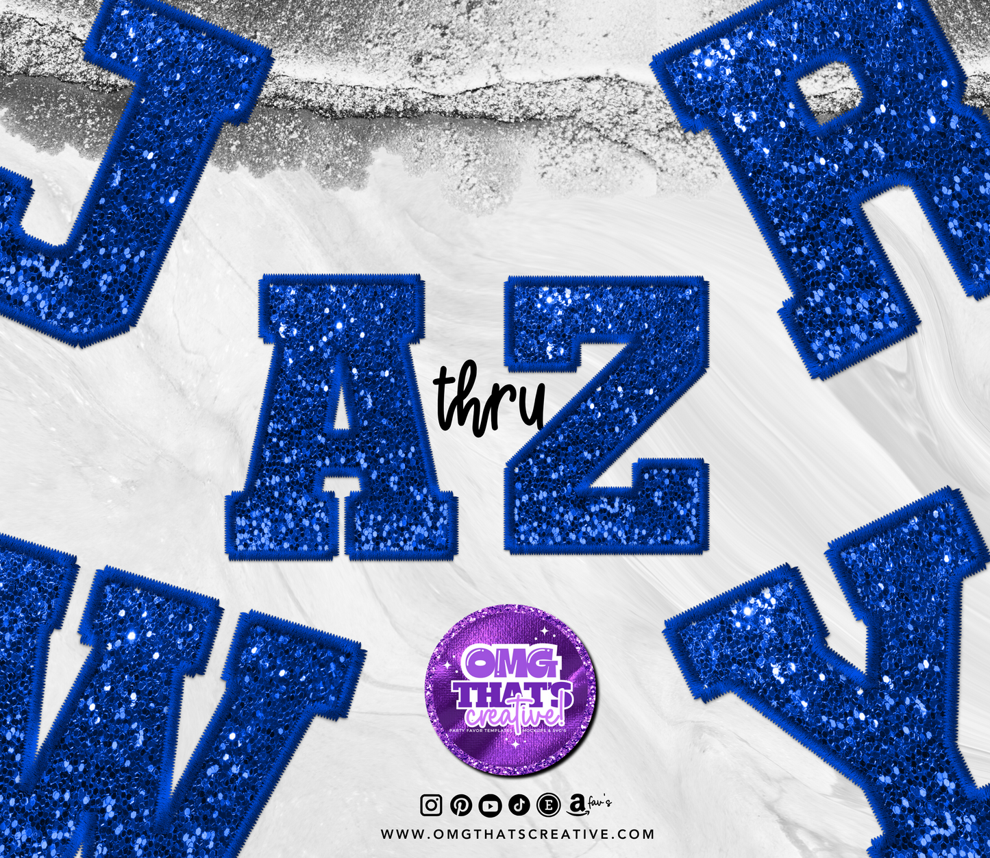 Blue Glitter Alphabet Sports Font