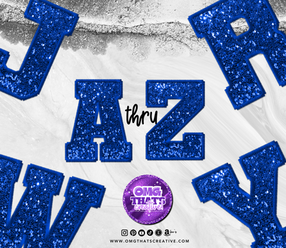 Blue Glitter Alphabet Sports Font