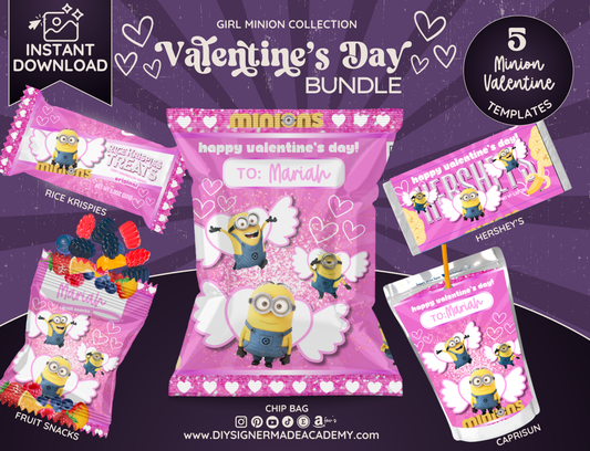 Minion Pink Girl's Valentine Bundle