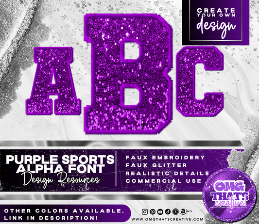 Purple Glitter Alphabet Font