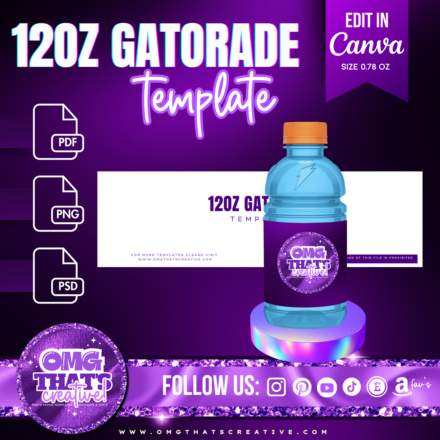 12oz Gatorade Template