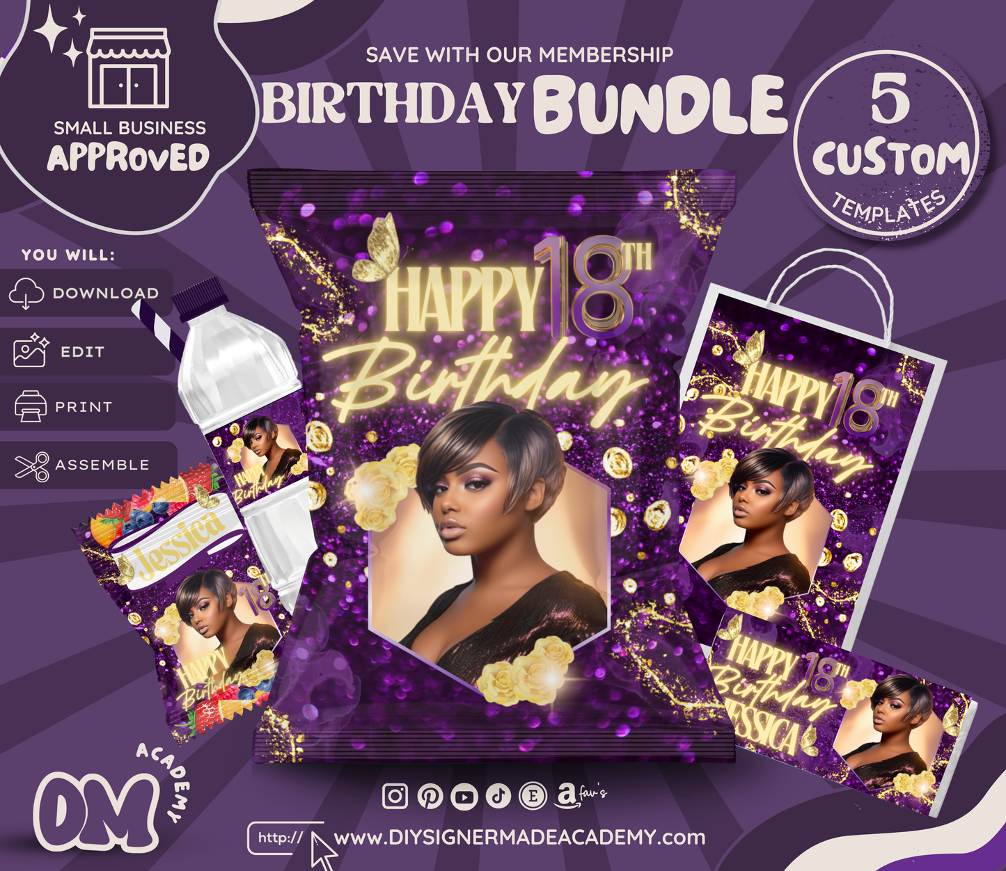 Purple Haven-Birthday Bundle Templates
