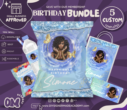 Blue Rose-Birthday Bundle Templates
