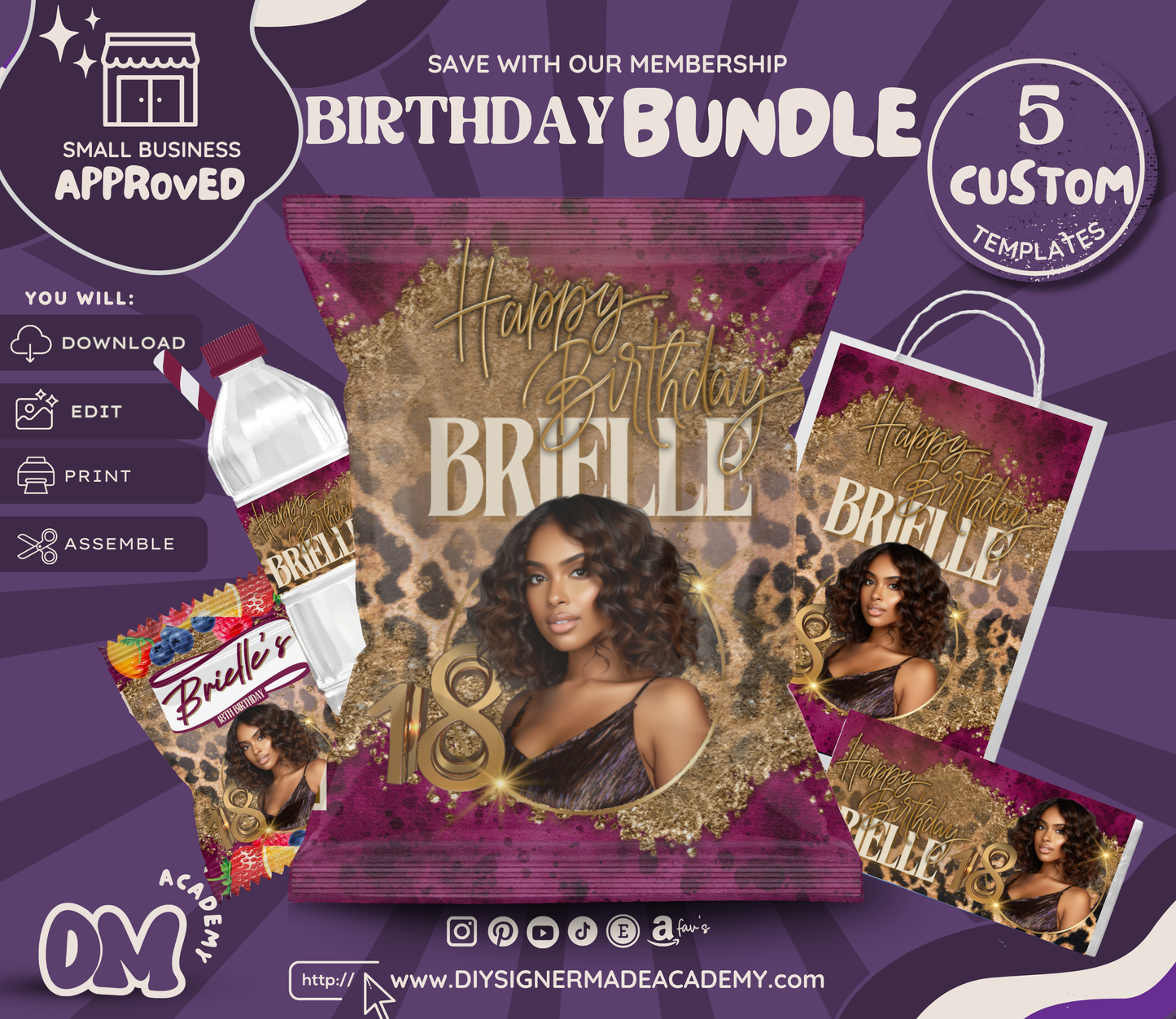Cheetah-Birthday Bundle Templates